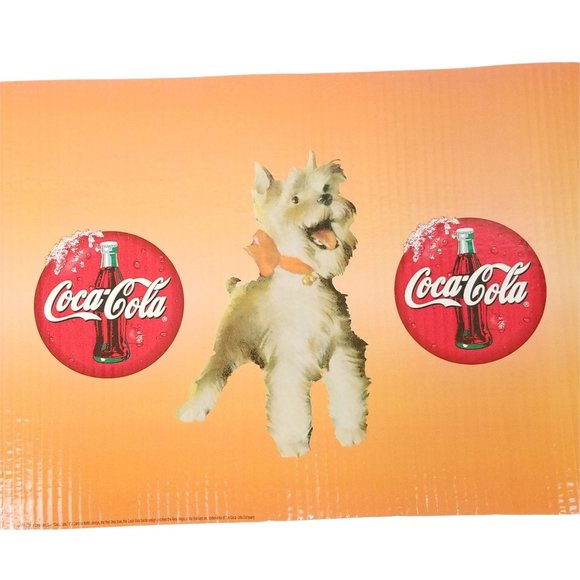 Vtg Coca Cola Christmas Santa Scottie Dog Corrugated Banner Shelf Display 24 Ft - Picture 4 of 10